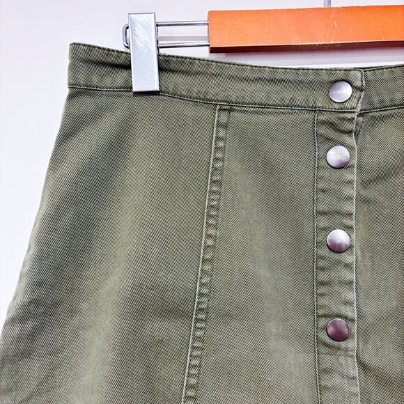 REBEL ROGUE Khaki Denim Mini Skirt Button Front | Medium * - Picture 3 of 6